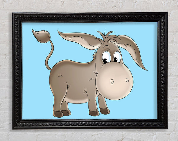 Donkey Short Legs Baby Blue Framed Print