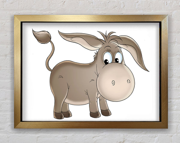 Donkey Short Legs White Framed Print