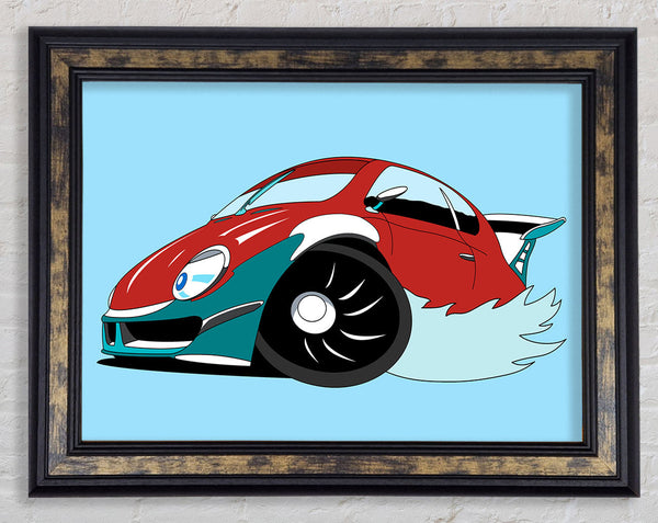 Fast Racecar Baby Blue Framed Print