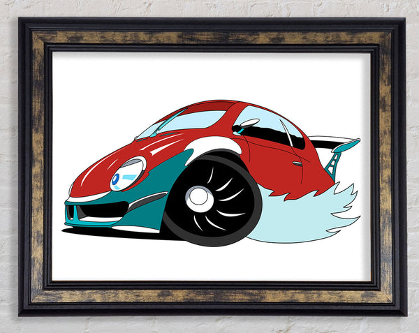 Fast Racecar White Framed Print