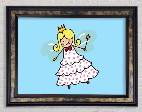 Flying Fairy Baby Blue Framed Print