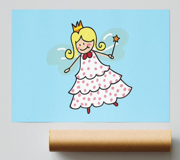Flying Fairy Baby Blue Print