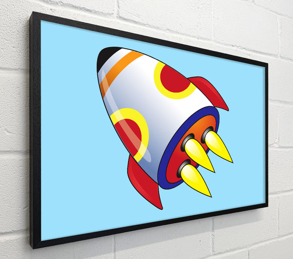 Flying Rocket Ship Baby Blue