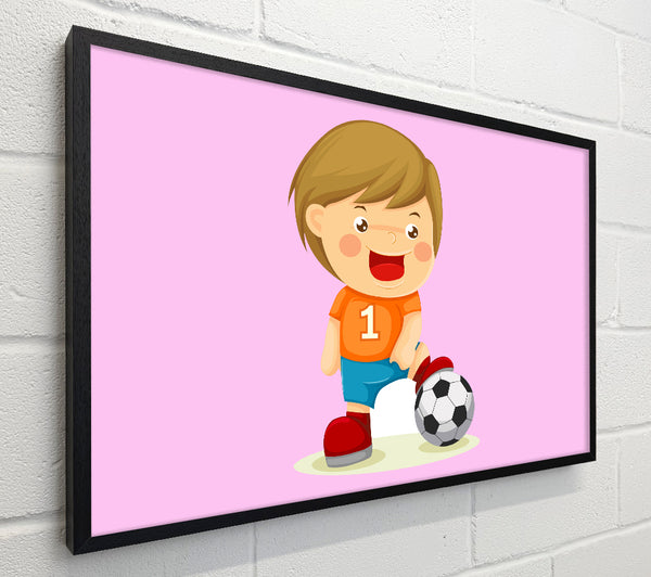 Footballer Standing On Ball Pink