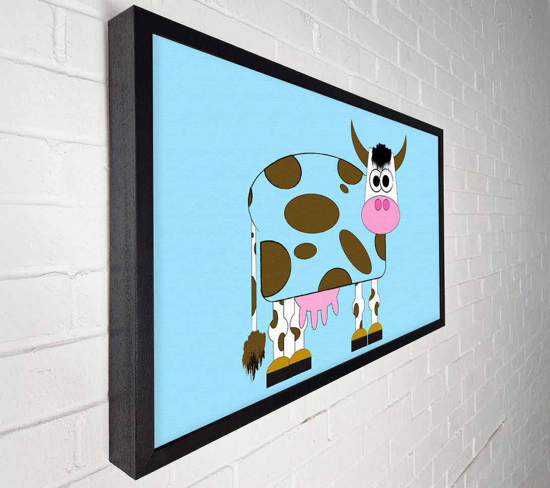  A Canvas Print of Funny Cow With Hair Baby Blue Canvas Wall Art