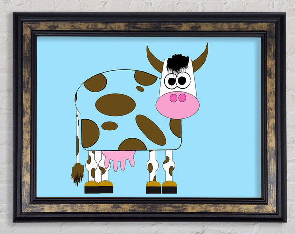 Funny Cow With Hair Baby Blue