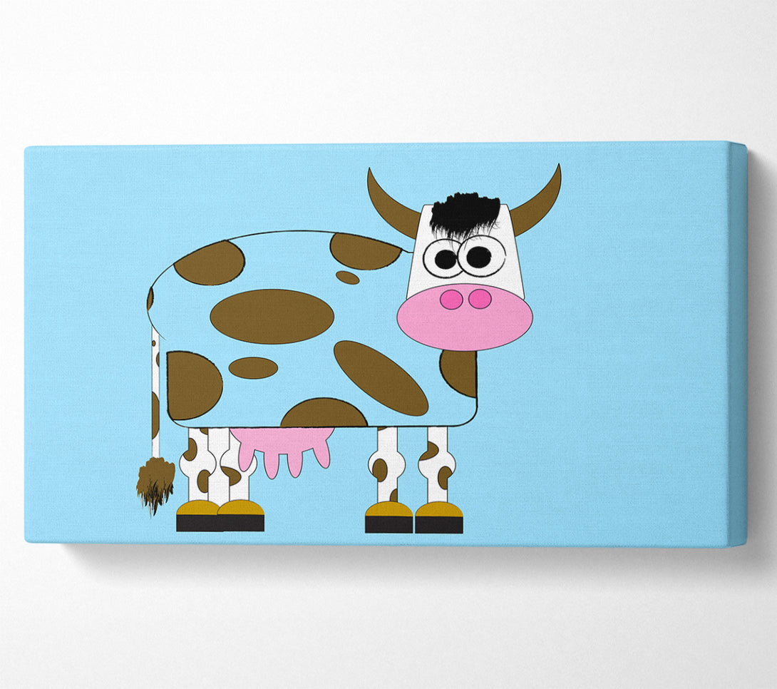  A Canvas Print of Funny Cow With Hair Baby Blue Canvas Wall Art