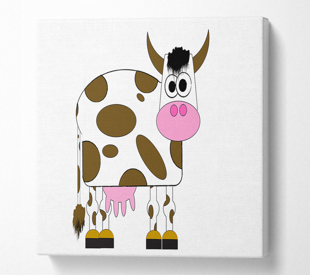 A Canvas Print of Funny Cow With Hair White Canvas Art