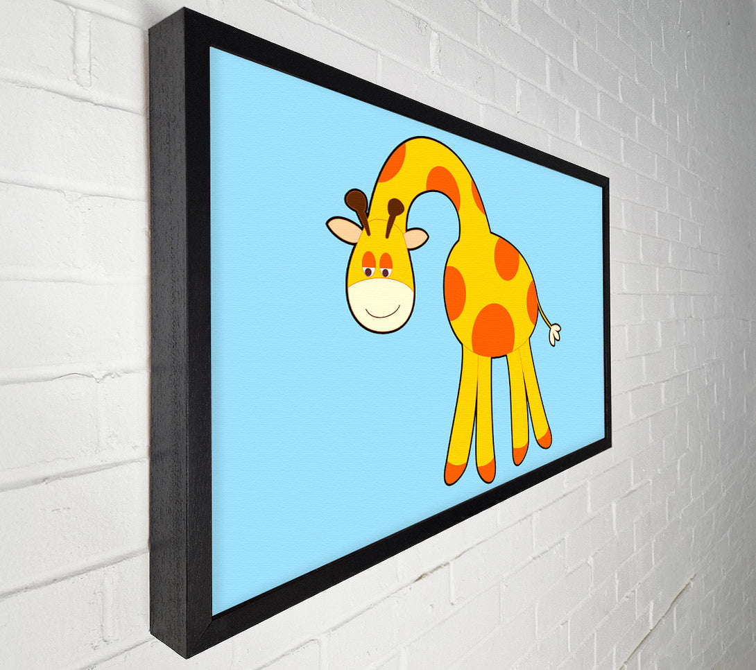  A Canvas Print of Funny Giraffe Looking Down Baby Blue Canvas Print