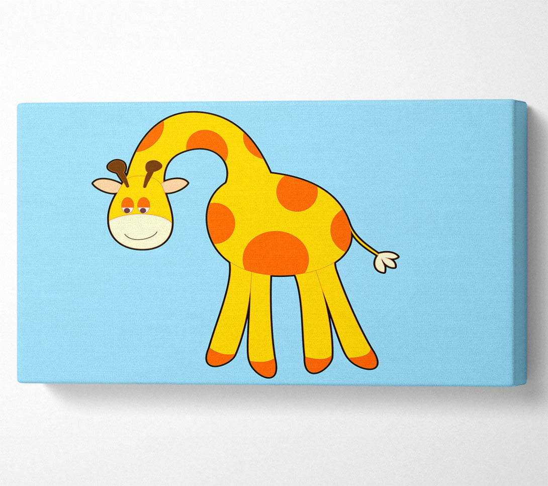  A Canvas Print of Funny Giraffe Looking Down Baby Blue Canvas Print