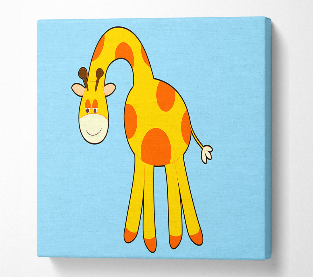 A Canvas Print of Funny Giraffe Looking Down Baby Blue Canvas Print