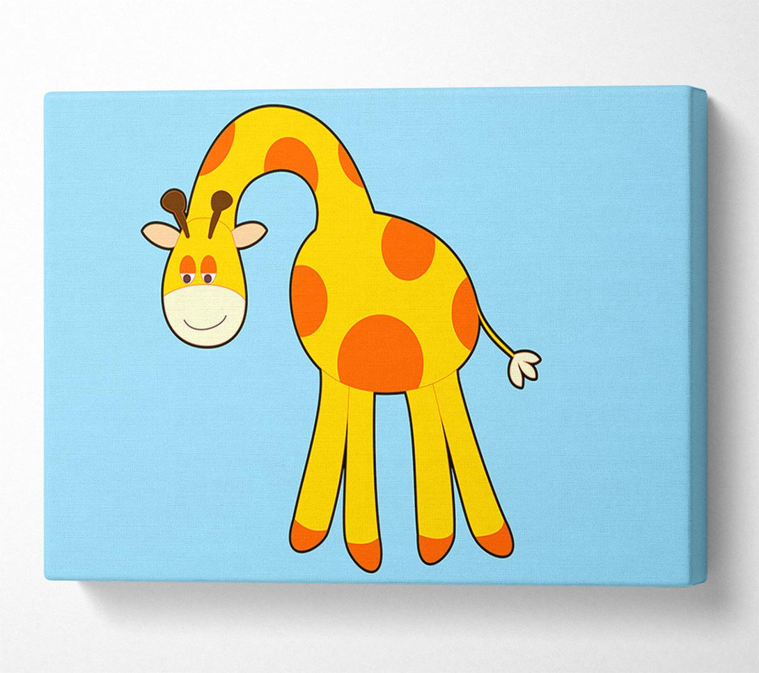  A Canvas Print of Funny Giraffe Looking Down Baby Blue Canvas Print