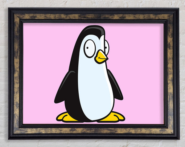 Funny Penguin Pink Framed Print