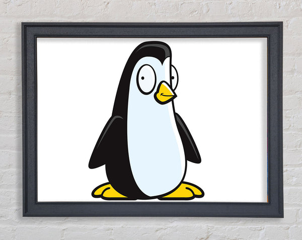 Funny Penguin White Framed Print