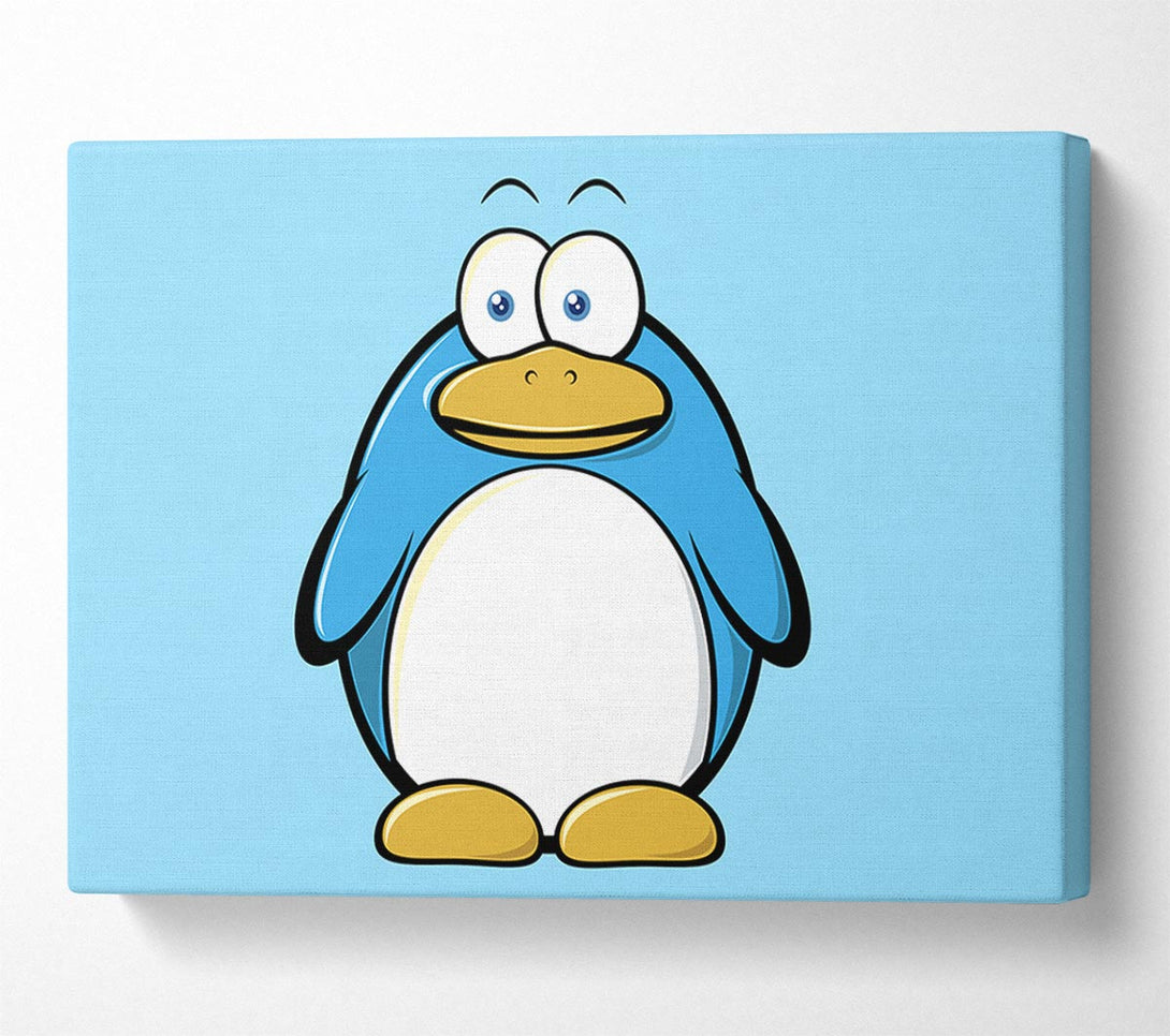  A Canvas Print of Funny Penquin Standing Baby Blue Canvas Wall Art