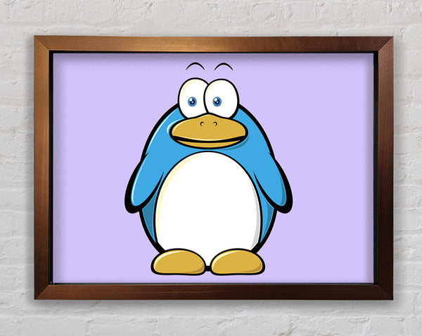 Funny Penquin Standing Lilac Framed Print