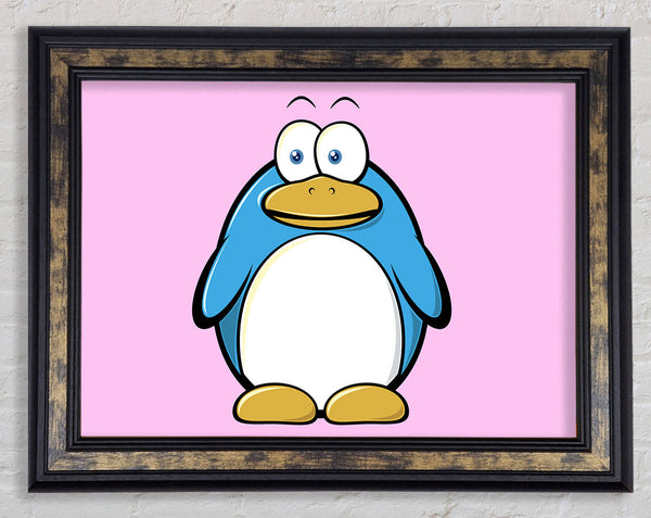Funny Penquin Standing Pink Framed Print