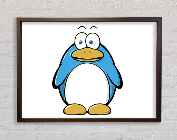 Funny Penquin Standing White Framed Print