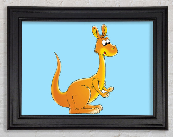 Fuzzy Kangeroo Baby Blue Framed Print
