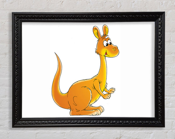Fuzzy Kangeroo White Framed Print