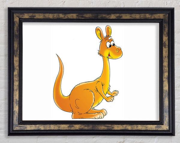 Fuzzy Kangeroo White Framed Print