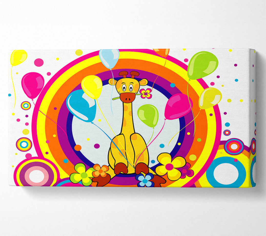  A Canvas Print of Giraffe Balloon Circles White Canvas Print