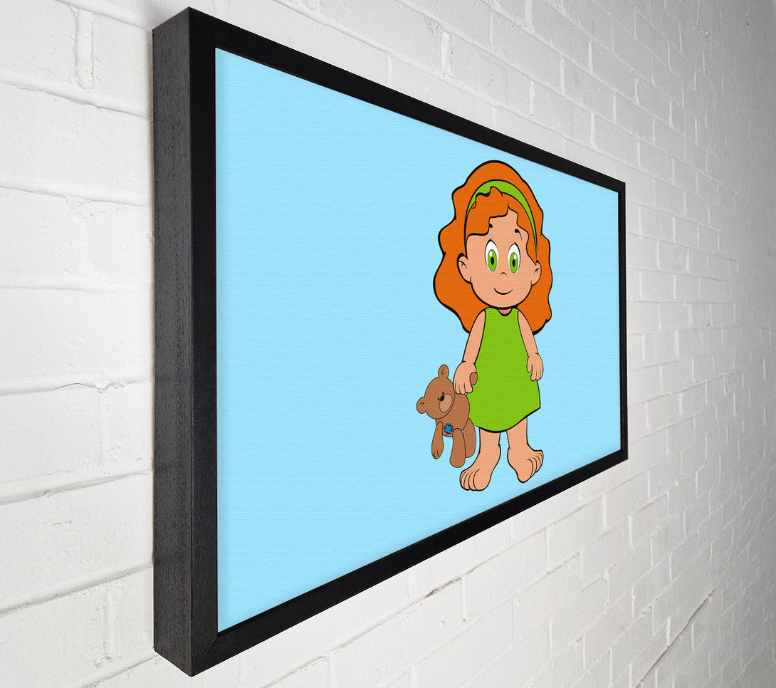  A Canvas Print of Girl With Teddy Bear Baby Blue Canvas Wall Art