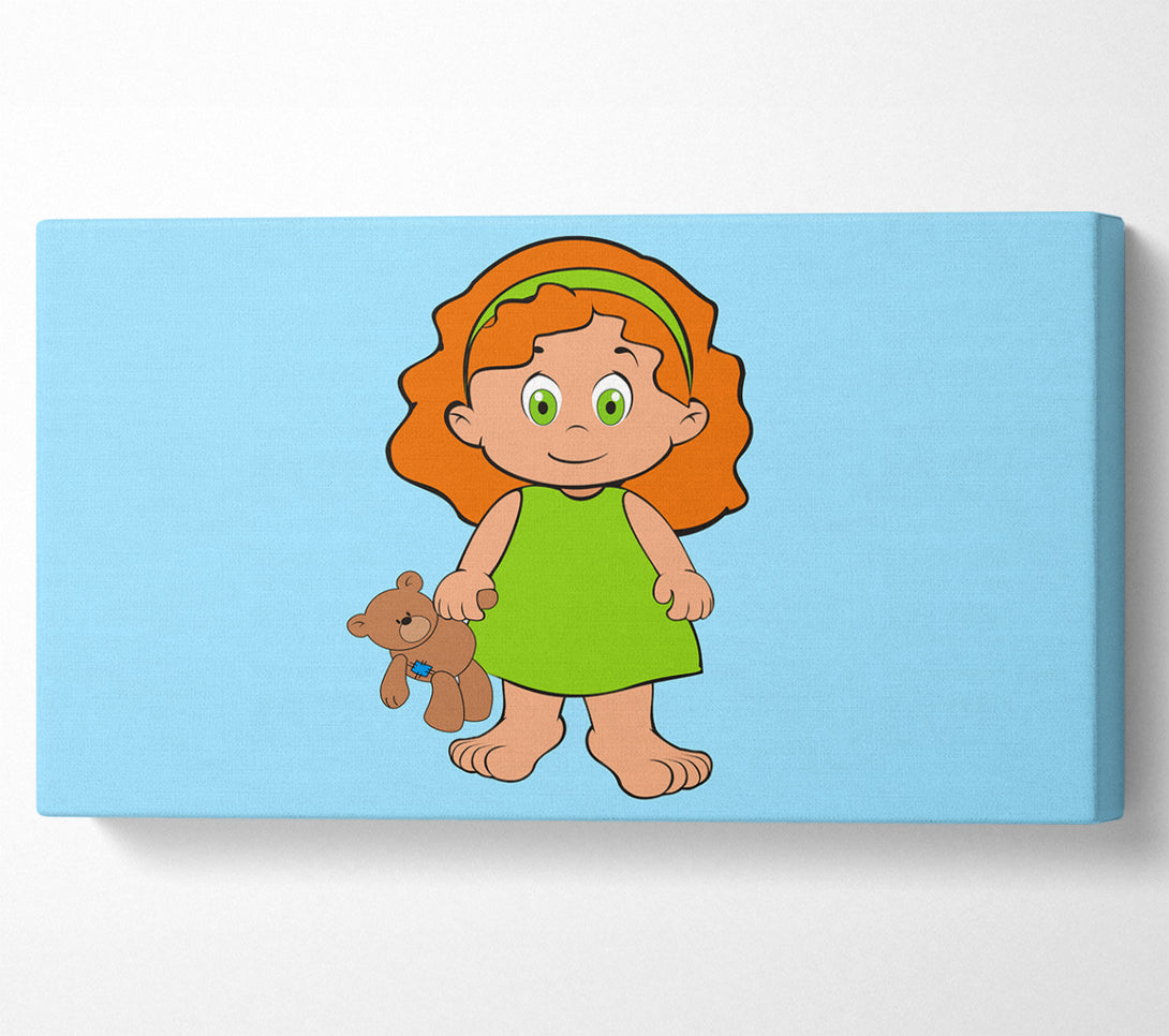  A Canvas Print of Girl With Teddy Bear Baby Blue Canvas Wall Art