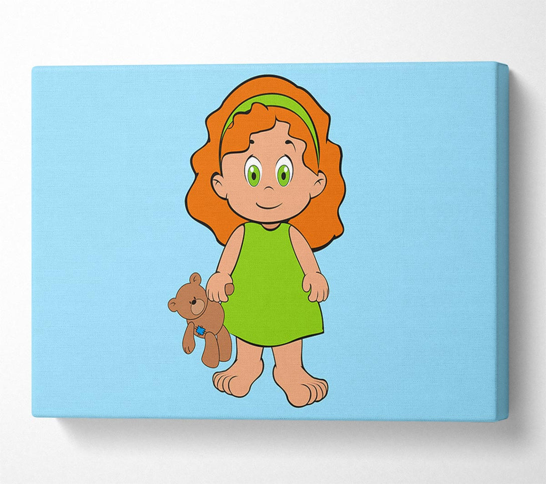  A Canvas Print of Girl With Teddy Bear Baby Blue Canvas Wall Art