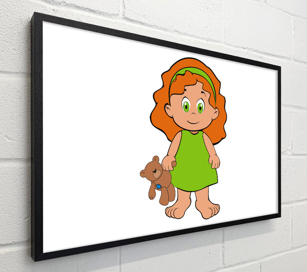 Girl With Teddy Bear White