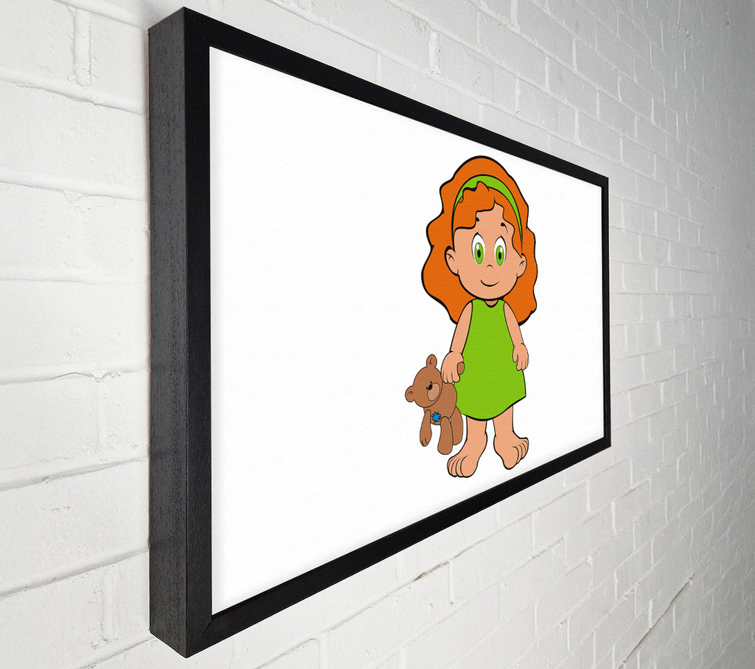 A Canvas Print of Girl With Teddy Bear White Canvas Print