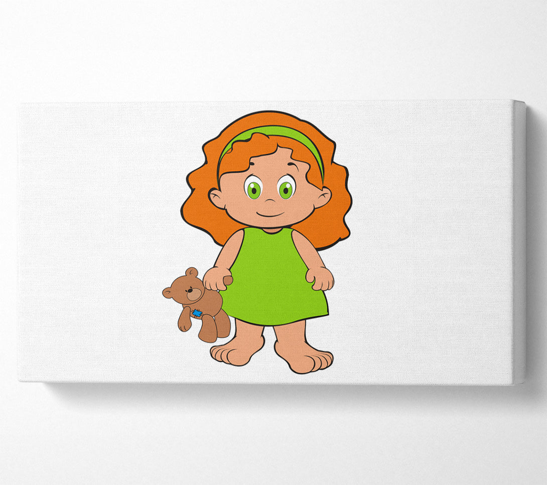  A Canvas Print of Girl With Teddy Bear White Canvas Print