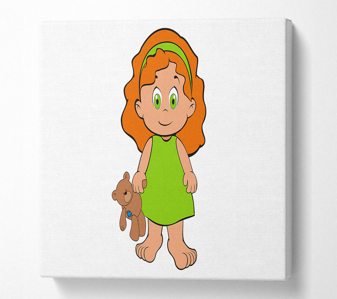  A Canvas Print of Girl With Teddy Bear White Canvas Print