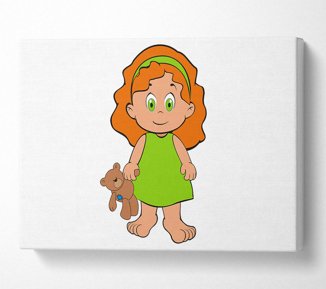  A Canvas Print of Girl With Teddy Bear White Canvas Print