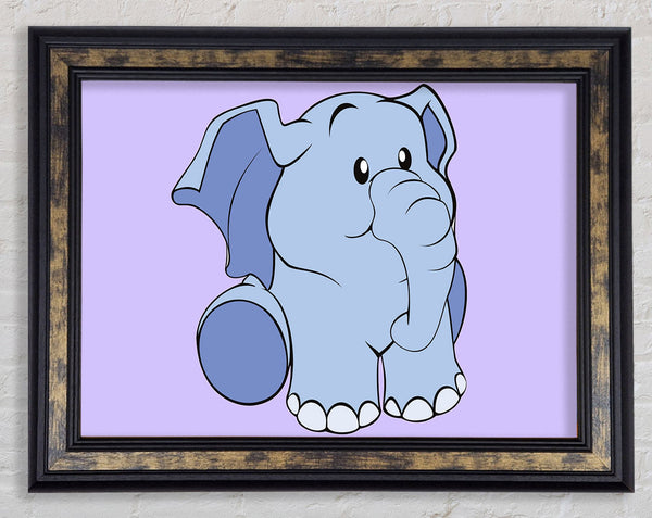Happy Baby Elephant Lilac Framed Print