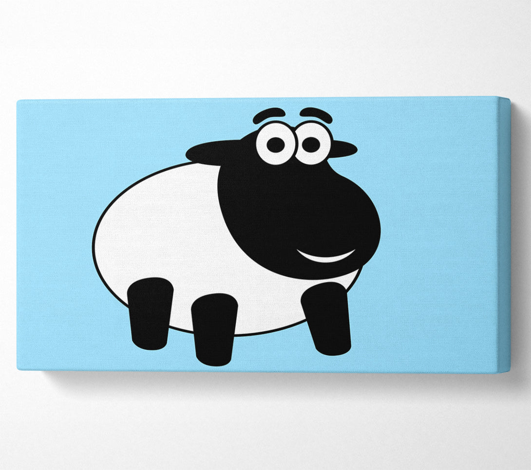 A Canvas Print of Happy Cartoon Sheep Baby Blue Canvas Wall Art