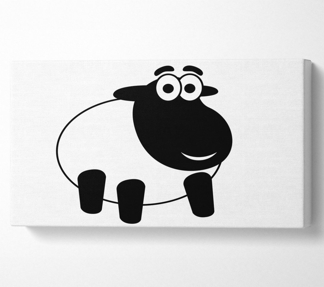  A Canvas Print of Happy Cartoon Sheep White Canvas Art