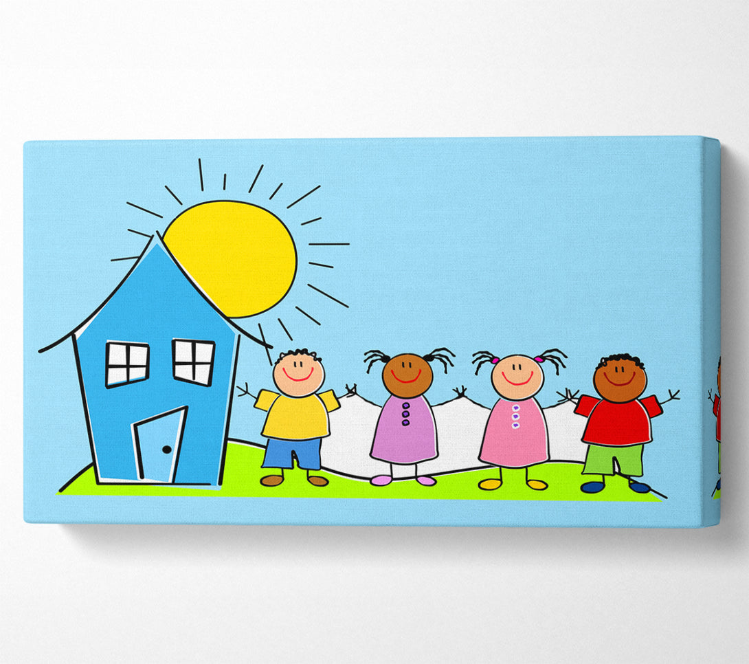  A Canvas Print of Happy Children In The Sun Baby Blue Canvas Print