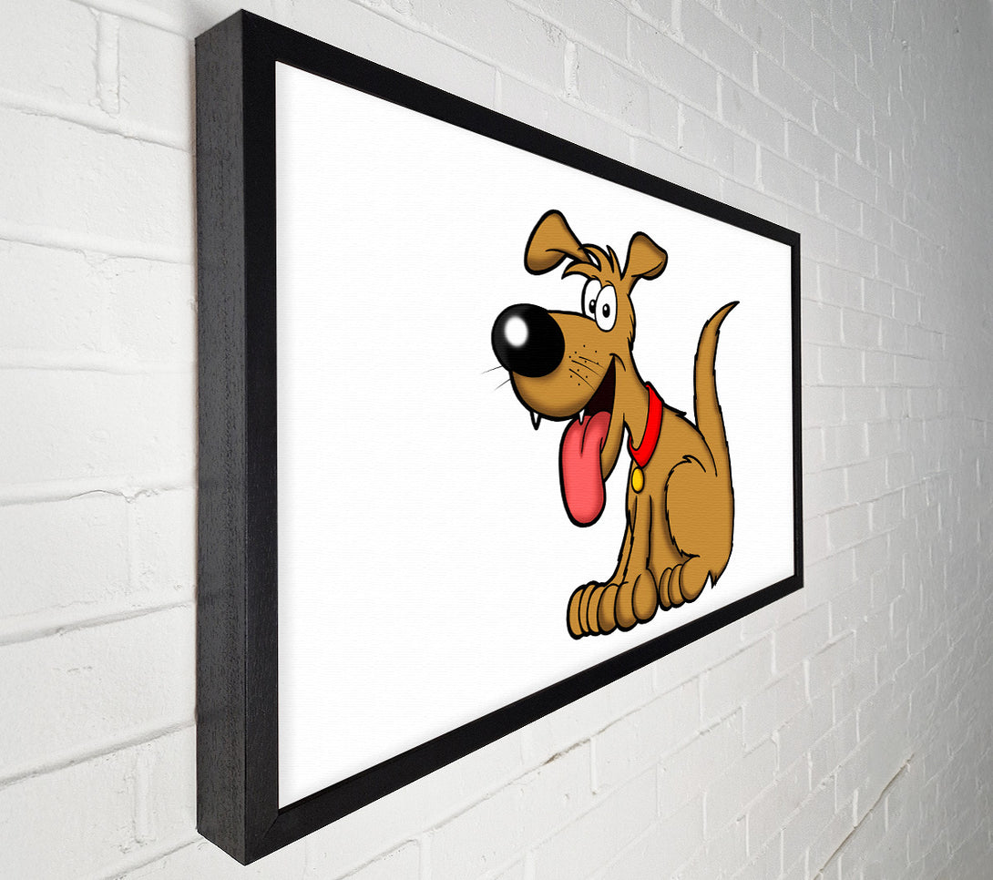  A Canvas Print of Happy Dog Cartoon With Tongue Out White Canvas Wall Art
