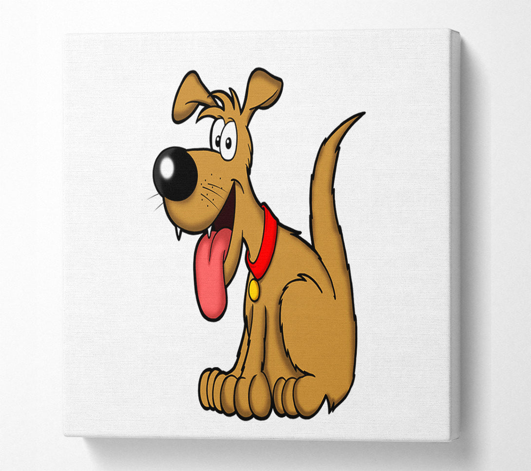  A Canvas Print of Happy Dog Cartoon With Tongue Out White Canvas Wall Art