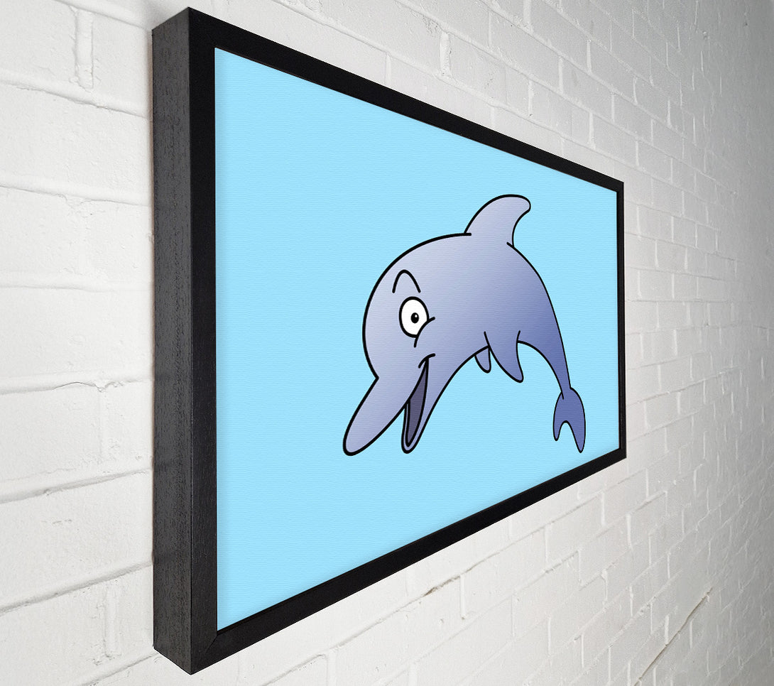  A Canvas Print of Happy Dolphin Baby Blue Canvas Wall Art