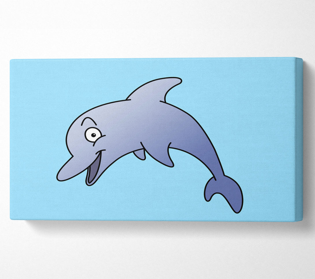  A Canvas Print of Happy Dolphin Baby Blue Canvas Wall Art