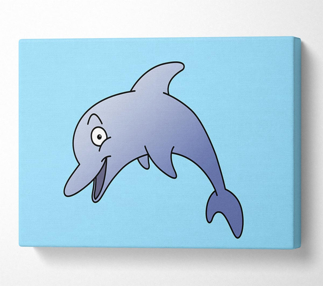  A Canvas Print of Happy Dolphin Baby Blue Canvas Wall Art