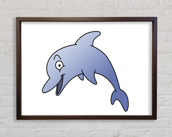 Happy Dolphin White Framed Print