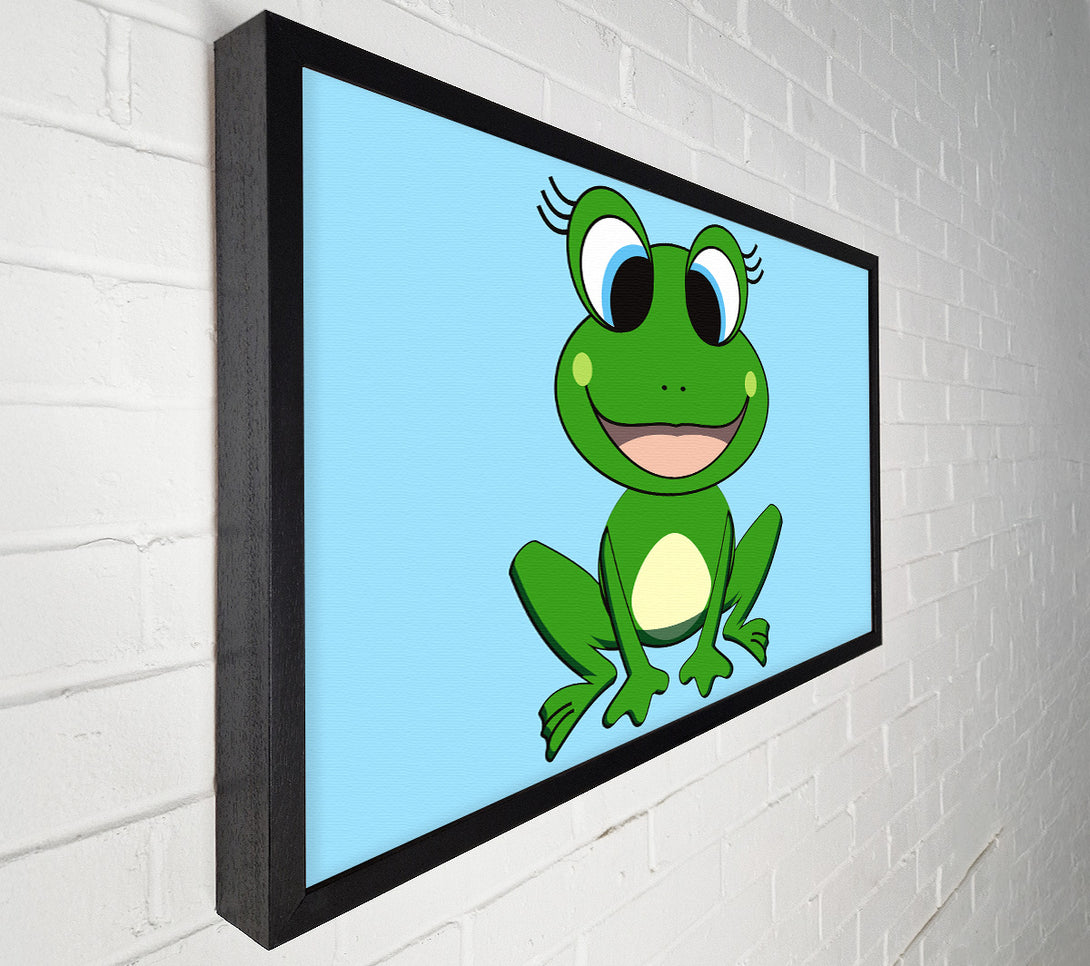  A Canvas Print of Happy Frog Ready To Leap Baby Blue Canvas Art
