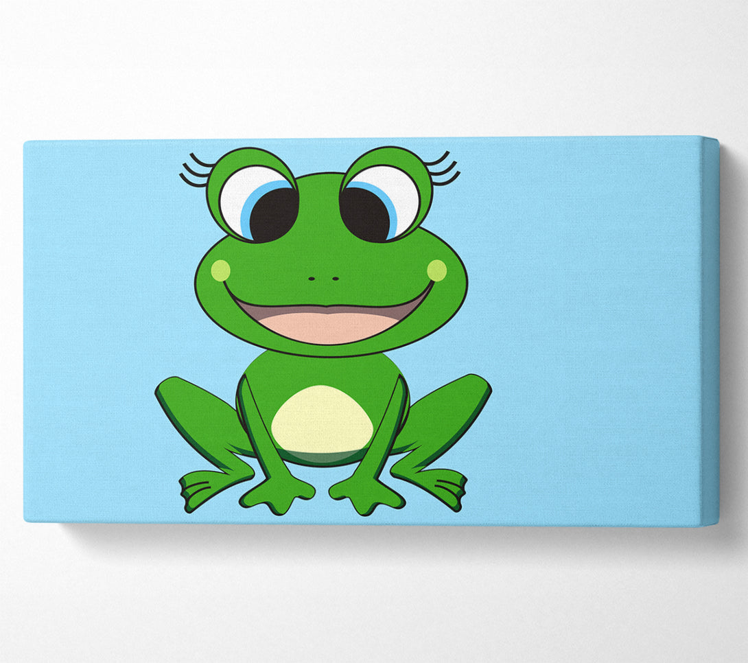  A Canvas Print of Happy Frog Ready To Leap Baby Blue Canvas Art