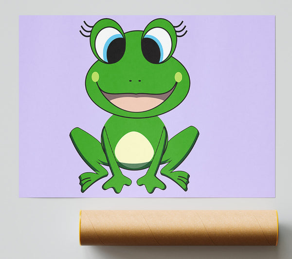 Happy Frog Ready To Leap Lilac Print