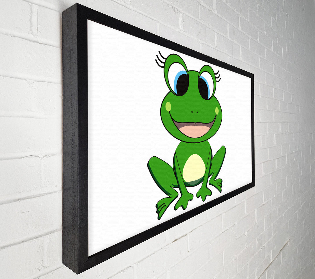  A Canvas Print of Happy Frog Ready To Leap White Canvas Print