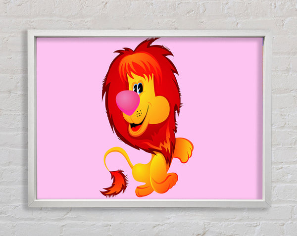 Happy Lion Pink Framed Print