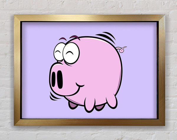 Happy Pig Smiling Lilac Framed Print
